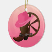 Westerne kerstversiering van Cowgirl Keramisch Ornament (Links)