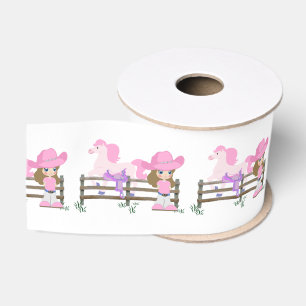 Westerne Kind van Cowgirl met paard en zadelaar 3 Grosgrain Lint