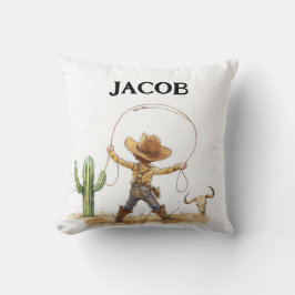Westerne kinderkamer decor, gepersonaliseerde cowb kussen