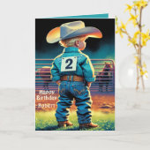 Westerne kleine cowboy 2e verjaardag rodeo custom kaart (Gele Bloem)