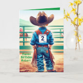 Westerne kleine cowboy 2e verjaardag rodeo custom kaart (Gele Bloem)