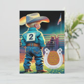 Westerne kleine cowboy 2e verjaardag rodeo custom kaart (Staand voorkant)