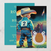 Westerne kleine cowboy 2e verjaardag rodeo custom kaart (Voorkant / Achterkant)