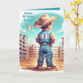 Westerne kleine cowboy 3e verjaardag rodeo custom kaart (Gele Bloem)