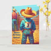 Westerne kleine cowboy 3e verjaardag rodeo custom kaart (Gele Bloem)