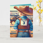 Westerne kleine cowboy 3e verjaardag rodeo custom kaart (Gele Bloem)