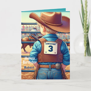 Westerne kleine cowboy 3e verjaardag rodeo custom kaart