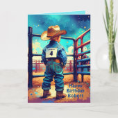 Westerne kleine cowboy 4e verjaardag rodeo custom kaart (Voorkant)