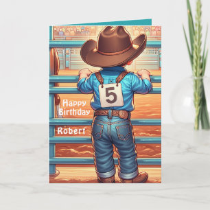 Westerne kleine cowboy 5e verjaardag rodeo custom kaart