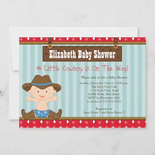 Westerne kleine Cowboy Baby Shower-uitvindingen Kaart (Voorkant)