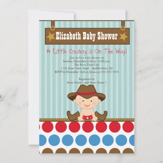 Westerne kleine Cowboy Baby Shower-uitvindingen Kaart (Voorkant)