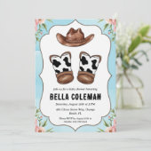 westerne kleine cowboy babyshower uitnodigingen (Staand voorkant)