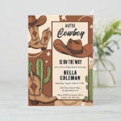 westerne kleine cowboy babyshower uitnodigingen (Staand voorkant)