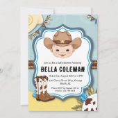 westerne kleine cowboy babyshower uitnodigingen (Voorkant)
