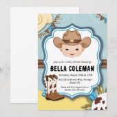 westerne kleine cowboy babyshower uitnodigingen (Voorkant / Achterkant)