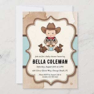 westerne kleine cowboy babyshower uitnodigingen