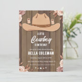westerne kleine cowboy babyshower uitnodigingen (Staand voorkant)