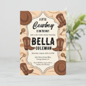 westerne kleine cowboy babyshower uitnodigingen (Staand voorkant)