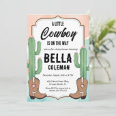 westerne kleine cowboy babyshower uitnodigingen (Staand voorkant)