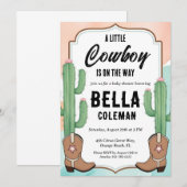 westerne kleine cowboy babyshower uitnodigingen (Voorkant / Achterkant)