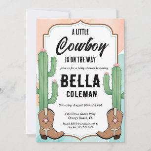 westerne kleine cowboy babyshower uitnodigingen
