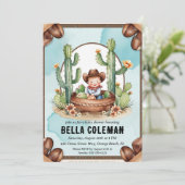 westerne kleine cowboy babyshower uitnodigingen (Staand voorkant)