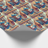 Westerne kleine cowboy derde verjaardag rodeo cadeaupapier (Hoek)