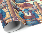 Westerne kleine cowboy derde verjaardag rodeo cadeaupapier (Rol Hoek)
