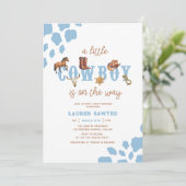 Westerne kleine cowboy foto baby boy shower kaart (Staand voorkant)