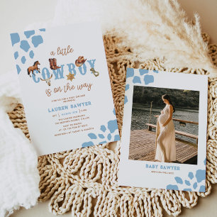 Westerne kleine cowboy foto baby boy shower kaart