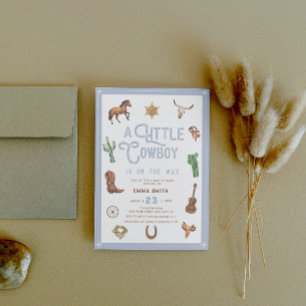 Westerne kleine cowboy foto baby boy shower kaart