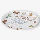 Westerne kleine cowboy foto Baby shower Papieren Bordje (Gekanteld)
