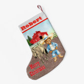 Westerne kleine cowboy met paard en schuur kleine kerstsok (Achterkant (Hangend))