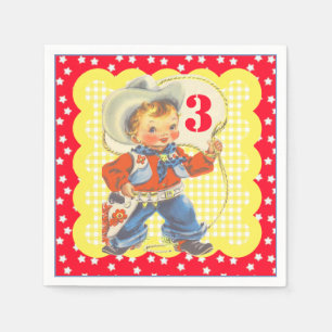 Westerne kleine cowboy met Rope Birthday Napkins Servet