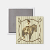 Westerne  kleine cowboy op paard magneet (Voorkant / Achterkant)