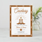 Westerne kleine cowboy rodeo foto Baby shower Kaart (Staand voorkant)