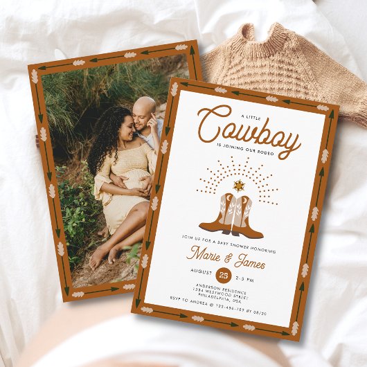 Westerne kleine cowboy rodeo foto Baby shower Kaart