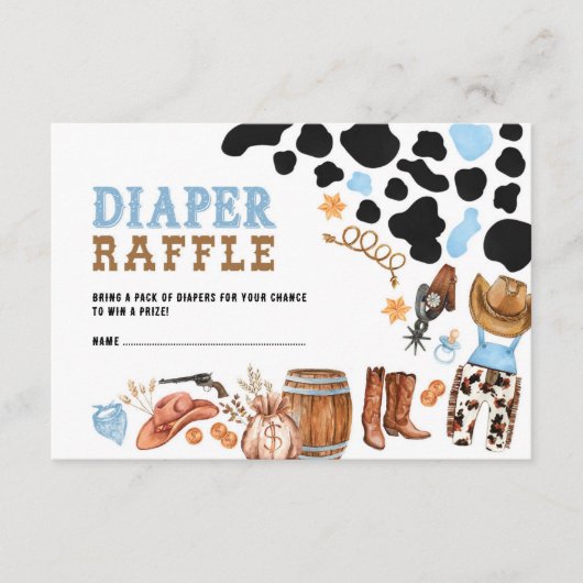 Westerne Kleine Cowboy Rodeo Party Luier Raffle Informatiekaartje (Voorkant)