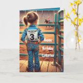 Westerne kleine cowgirl 3e verjaardag rodeo custom kaart (Gele Bloem)
