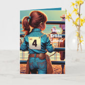 Westerne kleine cowgirl 4e verjaardag rodeo custom kaart (Gele Bloem)