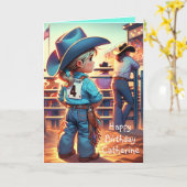 Westerne kleine cowgirl 4e verjaardag rodeo custom kaart (Gele Bloem)