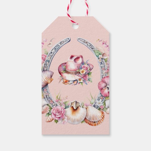 Westerne kleine cowgirl roze kust Baby shower Cadeaulabel (Achterkant)