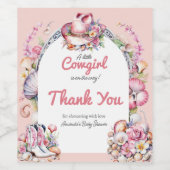 Westerne kleine cowgirl roze kust Baby shower Wijn Etiket (Enkel label)