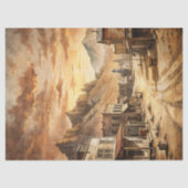 Westerne kleine stad in Wild West Prairie Tissuepapier (Voorkant)