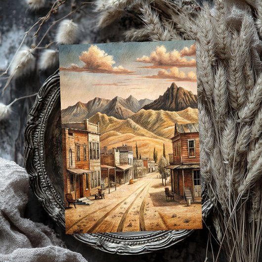 Westerne kleine stad in Wild West Prairie Tissuepapier