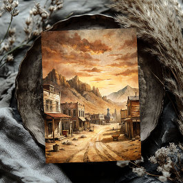 Westerne kleine stad in Wild West Prairie Tissuepapier