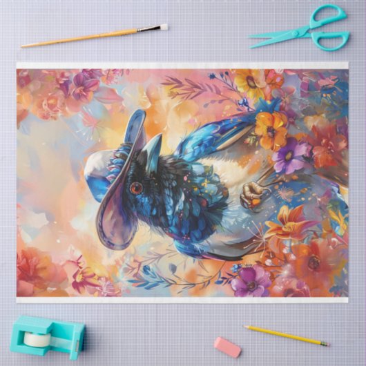 Westerne Kleur Gewassen Cowboy Vogel Decoupage Tissuepapier (Craft)