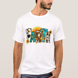 Westerne Koe Boerderij Christelijke zonnebloem Jez T-shirt