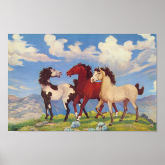 Westerne Koe Ponies Poster
