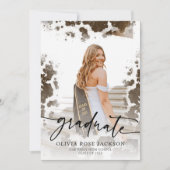 Westerne Koe Print Foto Afstudeerfeest Kaart (Voorkant)